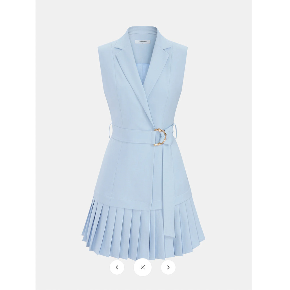 Copied - NWT Commense Belted Pleated Sleeveless Blazer Mini Dress Sz M - Picture 2 of 5